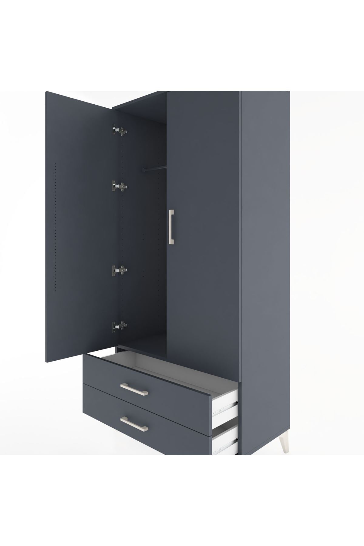 Hyperion Dolap Tek Raflı 2 Çekmeceli Tek Askılı 88x44x182 - S57M029V5B
