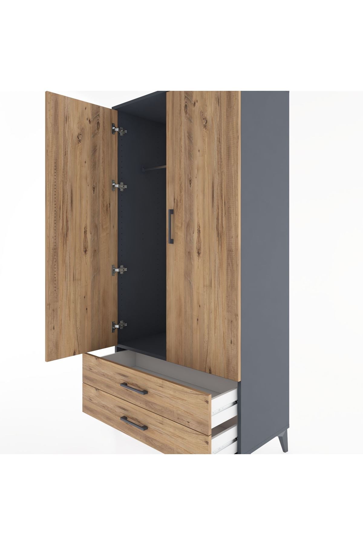 Hyperion Dolap Tek Raflı 2 Çekmeceli Tek Askılı 88x44x182 - S57M029V6B