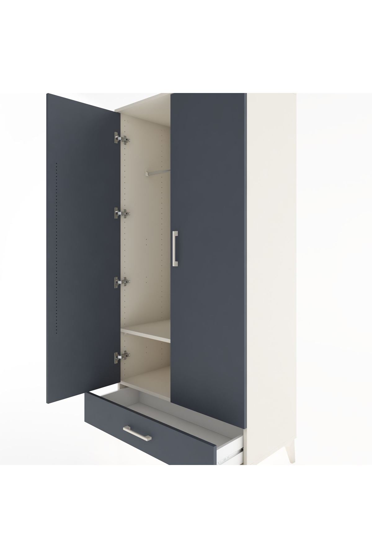 Hyperion Dolap 2 Raflı Tek Çekmeceli Tek Askılı 88x44x182 - S57M030V2B