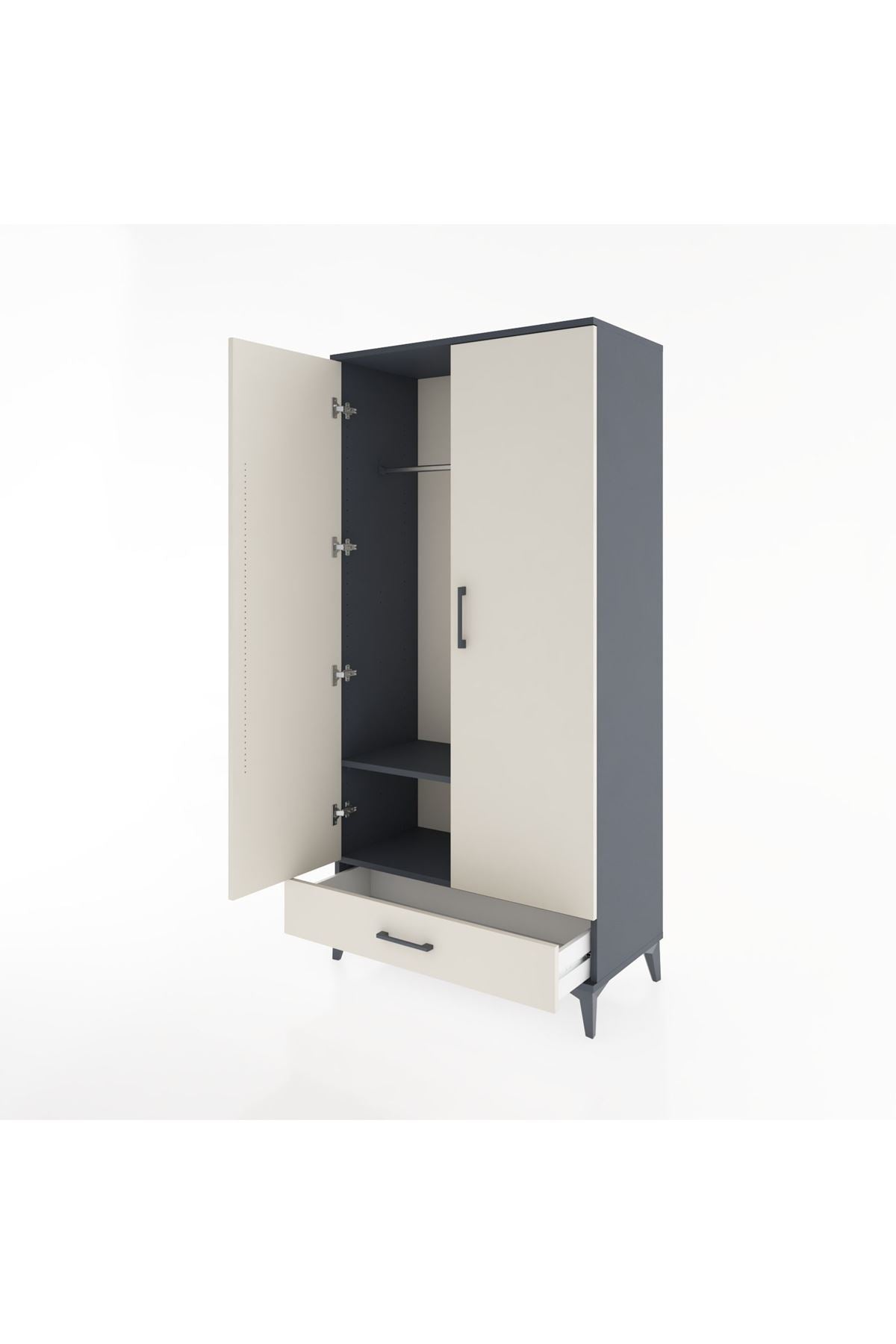 Hyperion Dolap 2 Raflı Tek Çekmeceli Tek Askılı 88x44x182 - S57M030V4B
