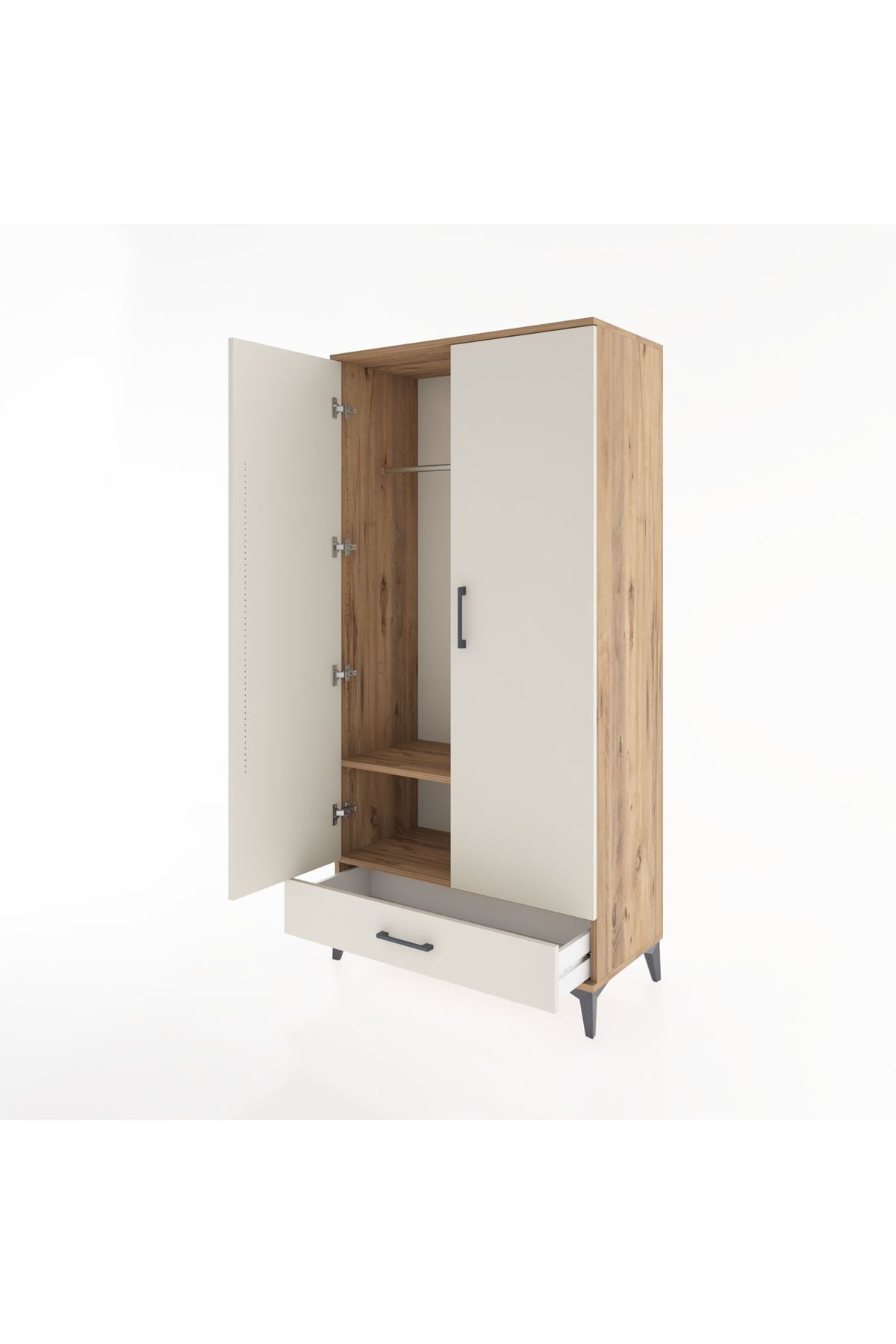 Hyperion Dolap 2 Raflı Tek Çekmeceli Tek Askılı 88x44x182 - S57M030V7B