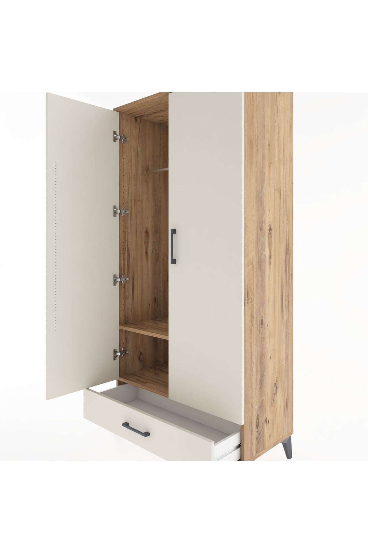 Hyperion Dolap 2 Raflı Tek Çekmeceli Tek Askılı 88x44x182 - S57M030V7B