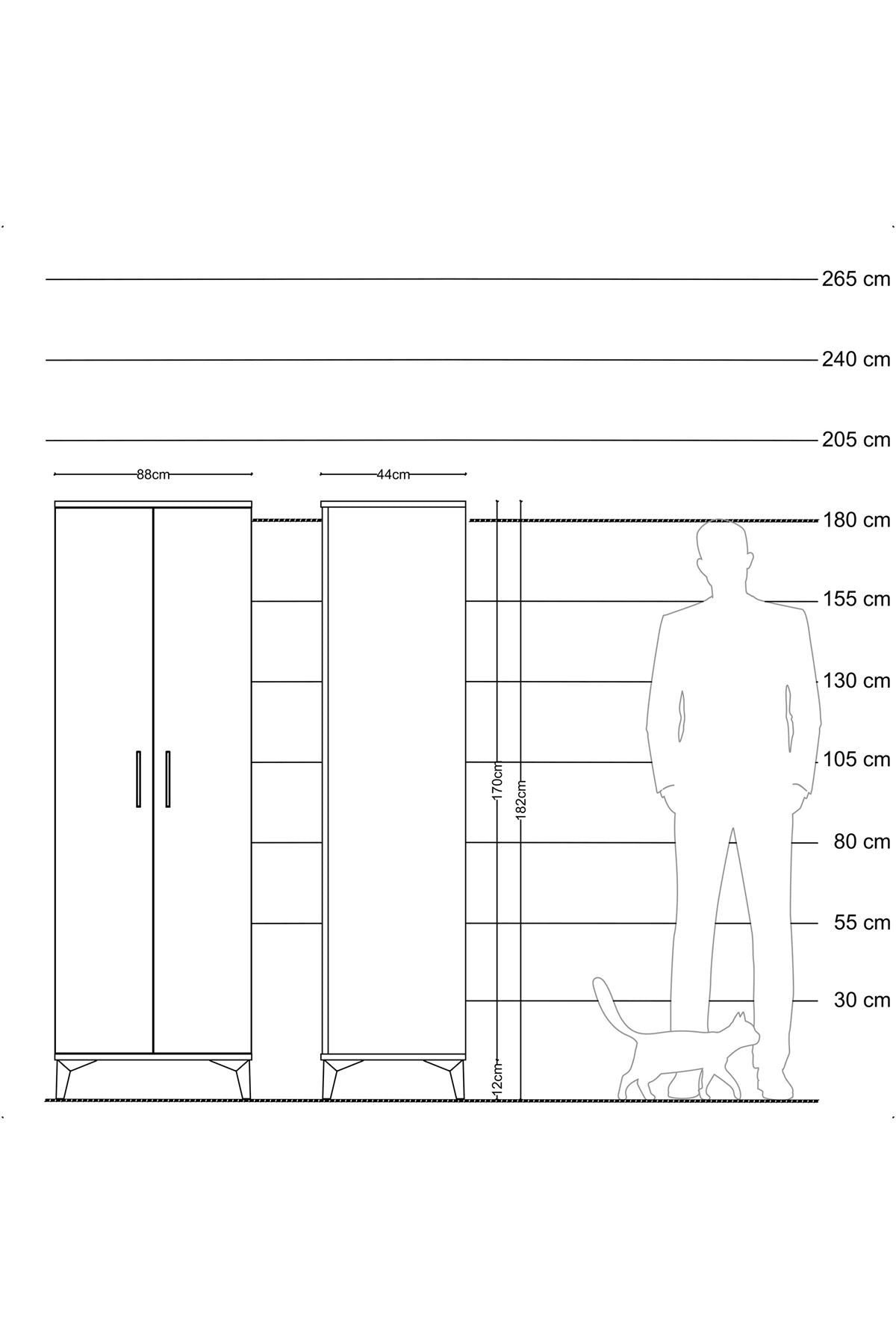 Hyperion Dolap 2 Raflı 2 Kapaklı Tek Askılı 88x44x182 - S57M031V3B