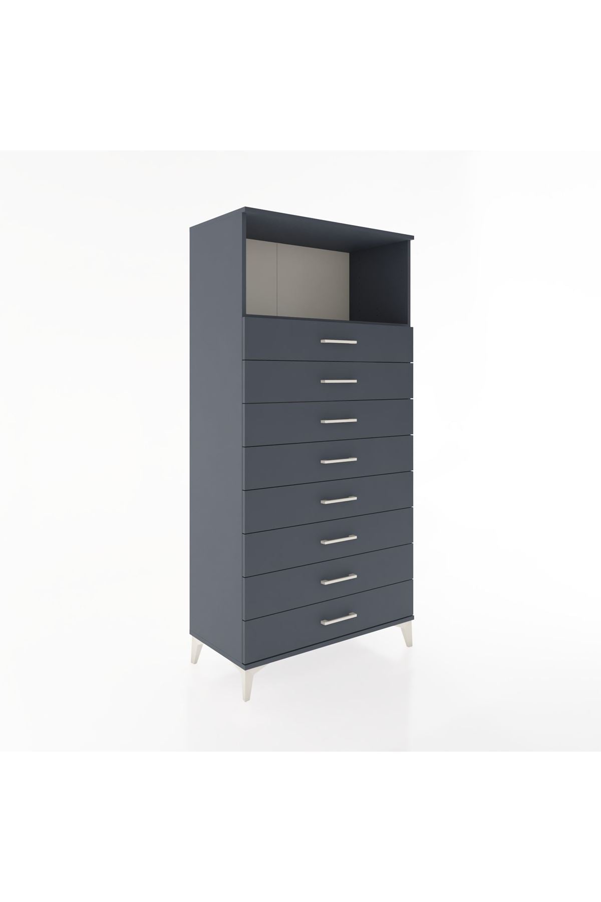 Hyperion Dolap Tek Raflı 8 Çekmeceli 88x44x182 - S57M032V5B