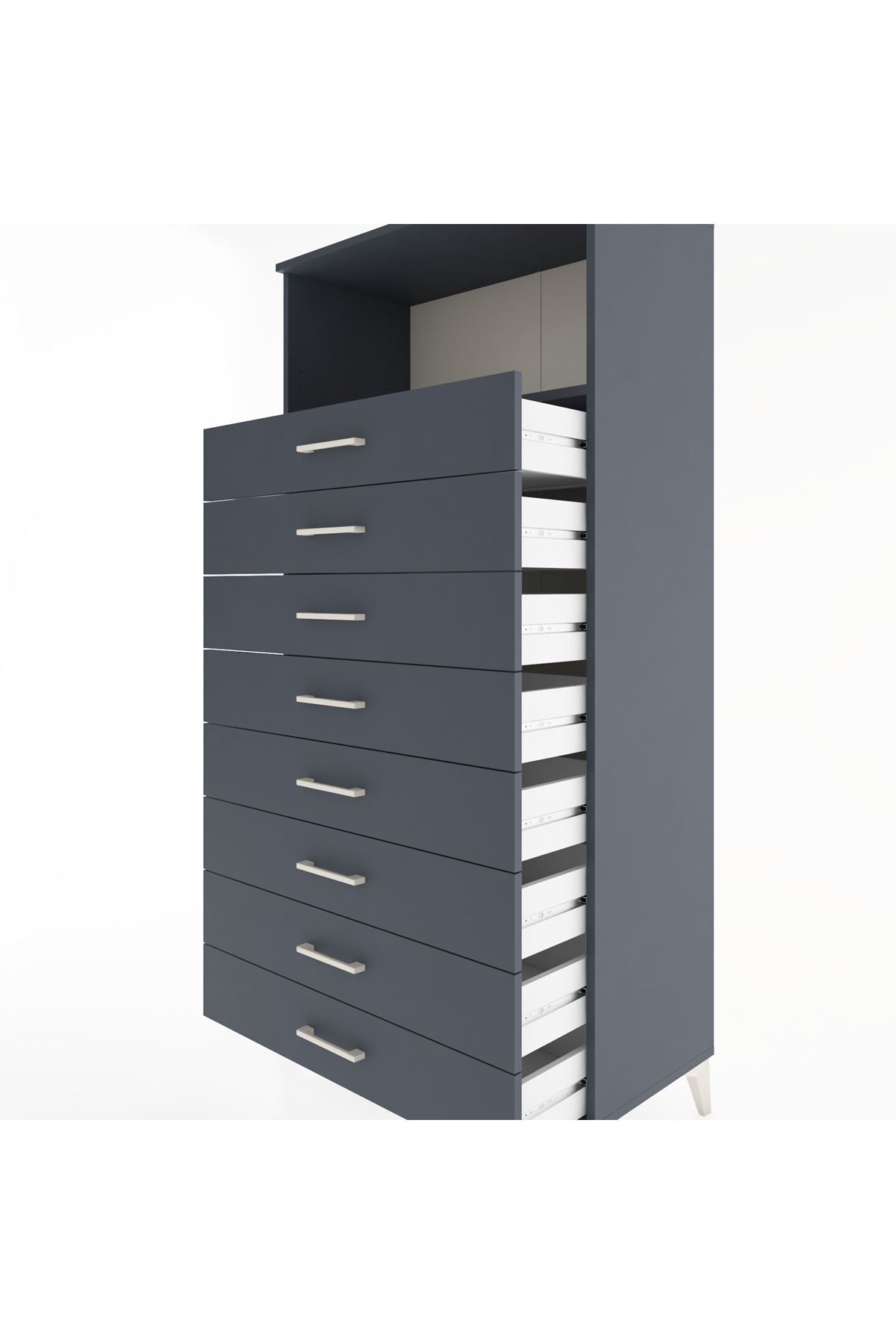 Hyperion Dolap Tek Raflı 8 Çekmeceli 88x44x182 - S57M032V5B