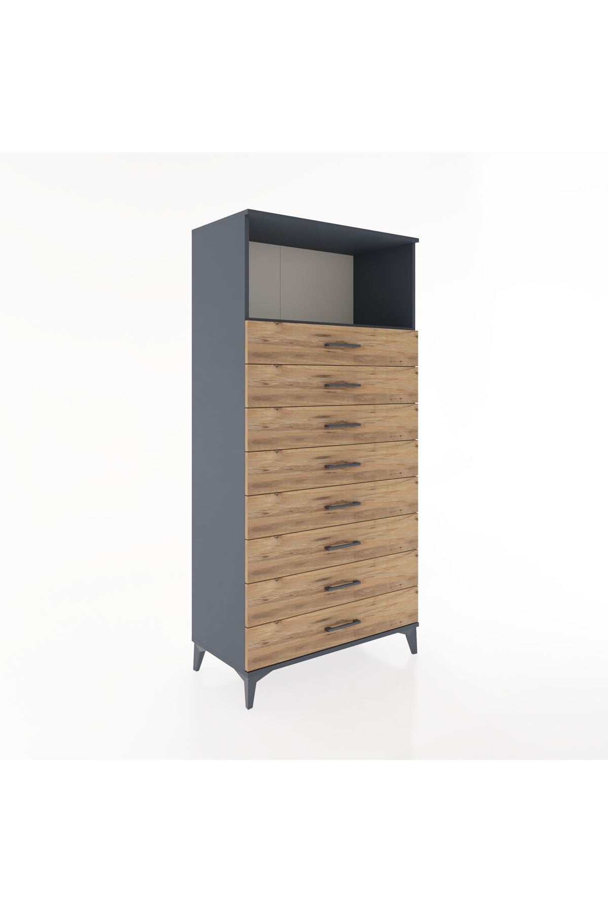 Hyperion Dolap Tek Raflı 8 Çekmeceli 88x44x182 - S57M032V6B