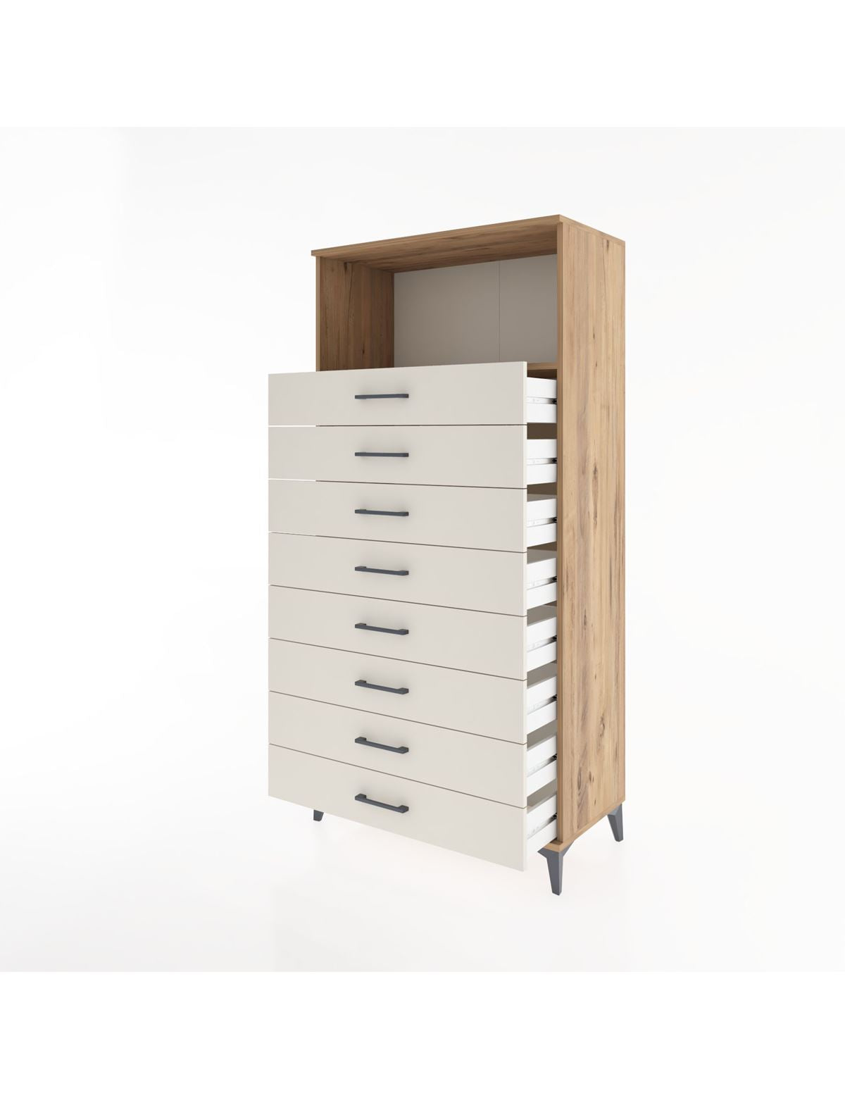 Hyperion Dolap Tek Raflı 8 Çekmeceli 88x44x182 - S57M032V7B