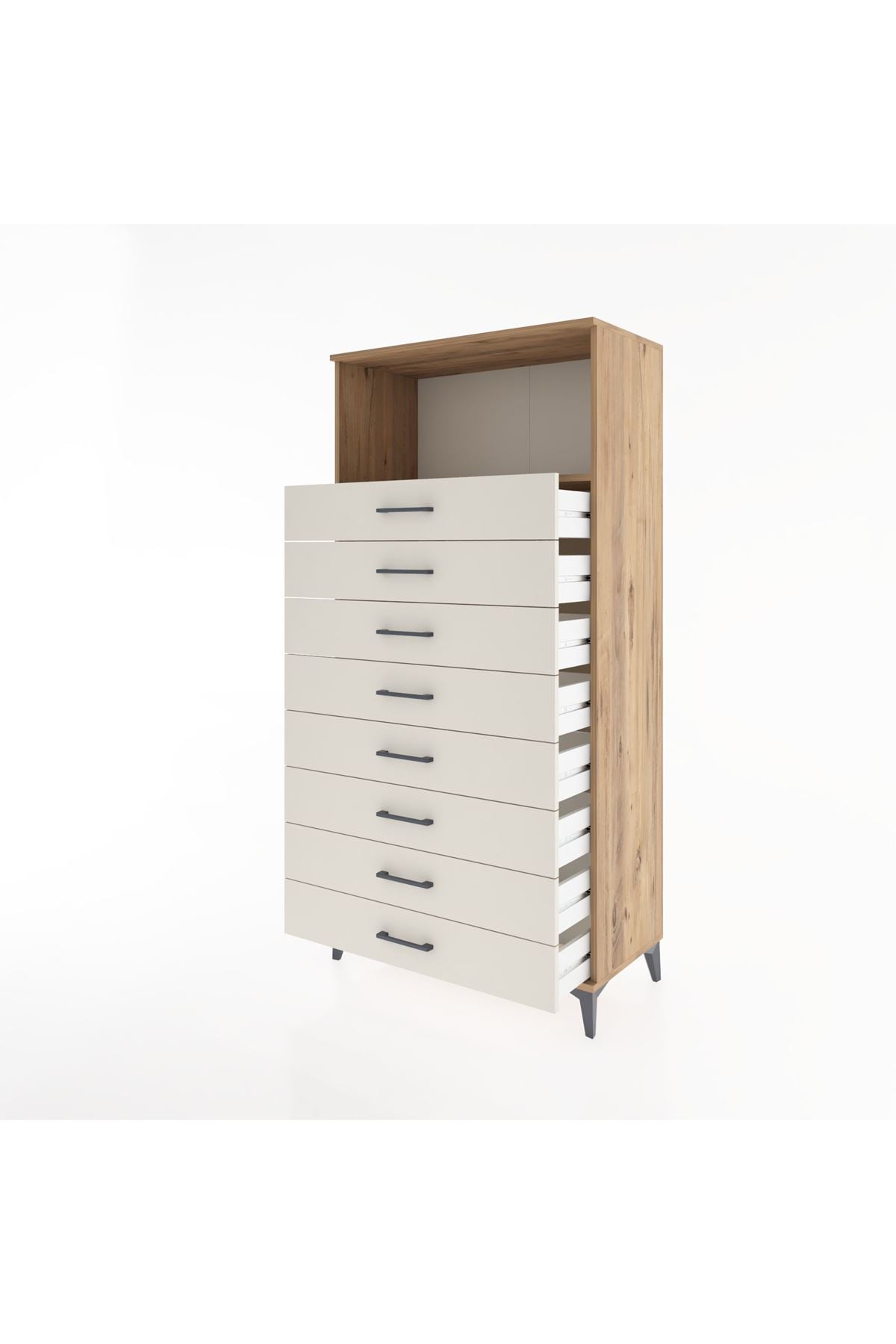 Hyperion Dolap Tek Raflı 8 Çekmeceli 88x44x182 - S57M032V7B