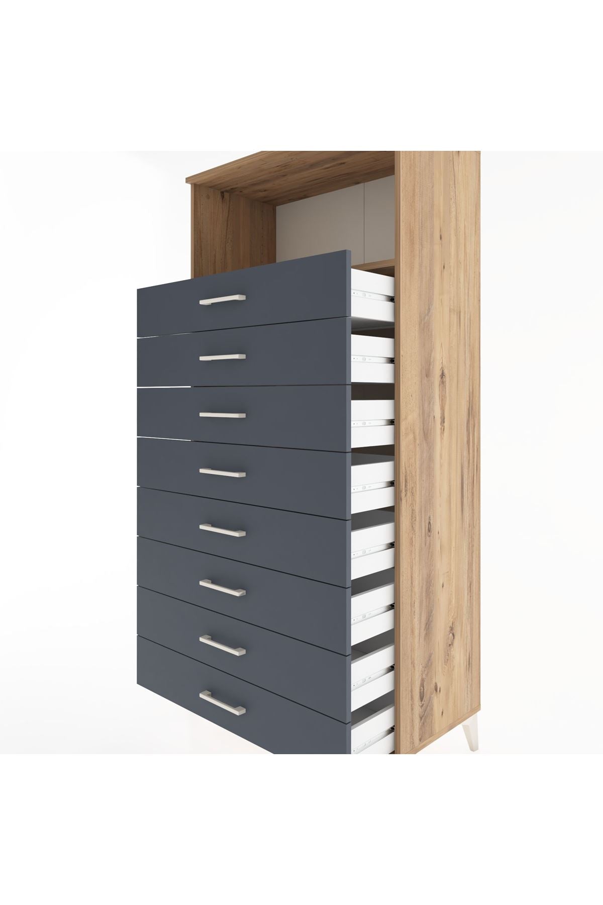 Hyperion Dolap Tek Raflı 8 Çekmeceli 88x44x182 - S57M032V8B