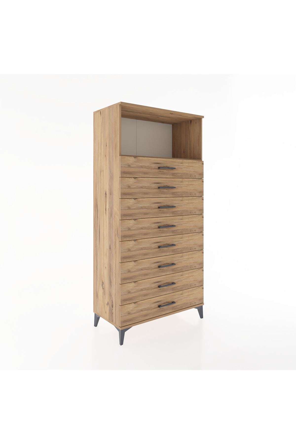 Hyperion Dolap Tek Raflı 8 Çekmeceli 88x44x182 - S57M032V9B