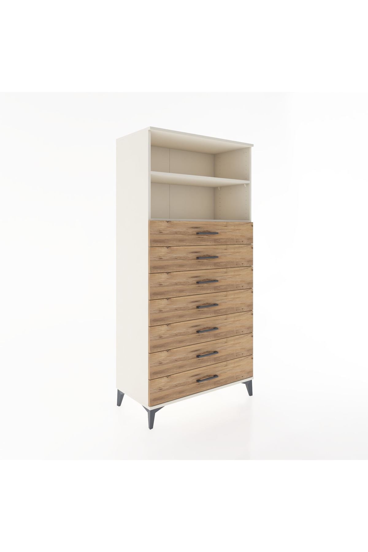 Hyperion Dolap 2 Raflı 7 Çekmeceli 88x44x182 - S57M033V3B