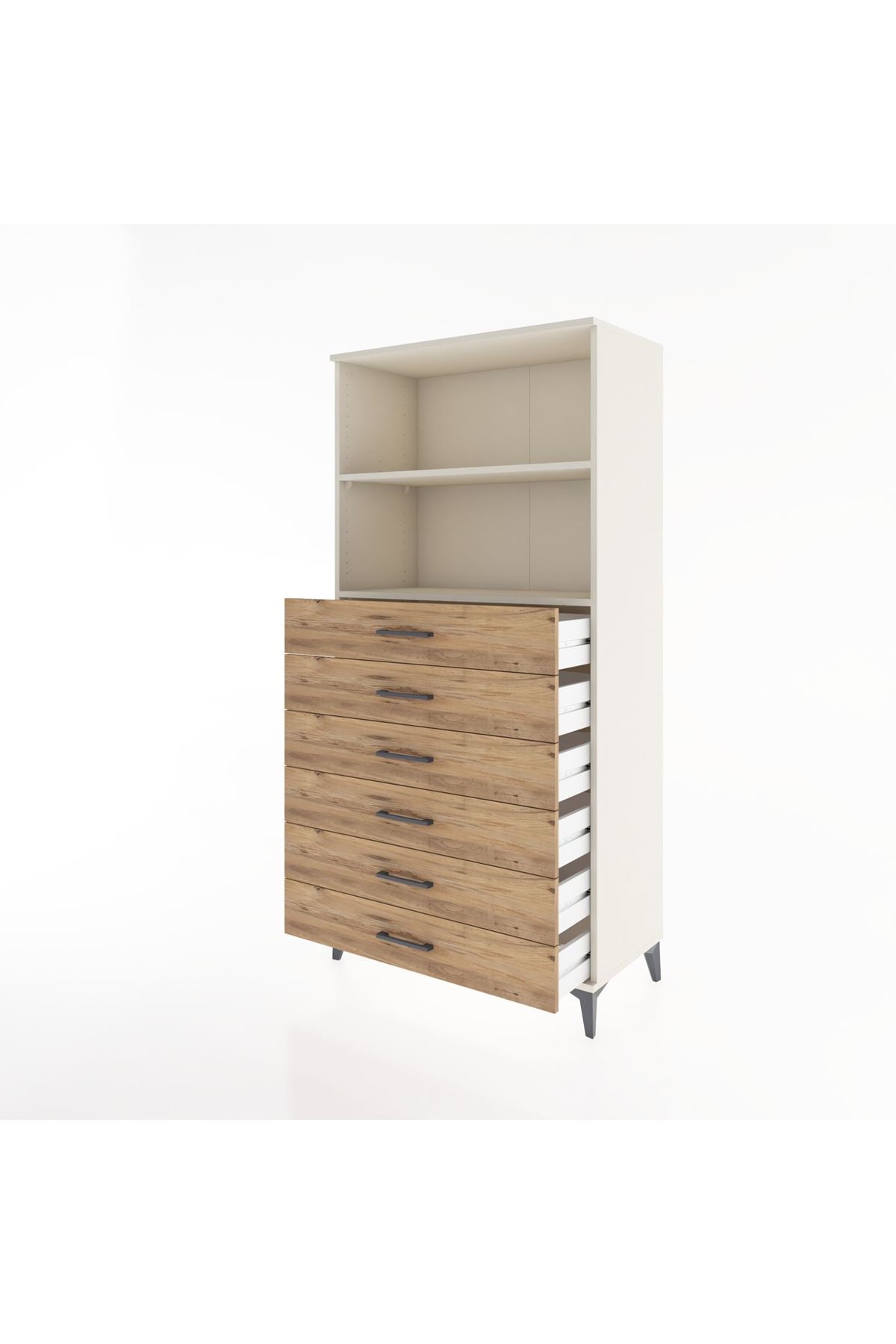 Hyperion Dolap 2 Raflı 6 Çekmeceli 88x44x182 - S57M034V3B