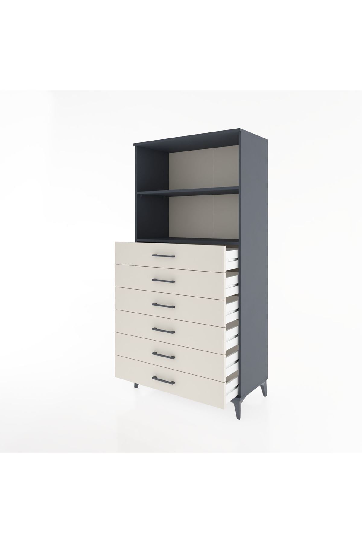 Hyperion Dolap 2 Raflı 6 Çekmeceli 88x44x182 - S57M034V4B