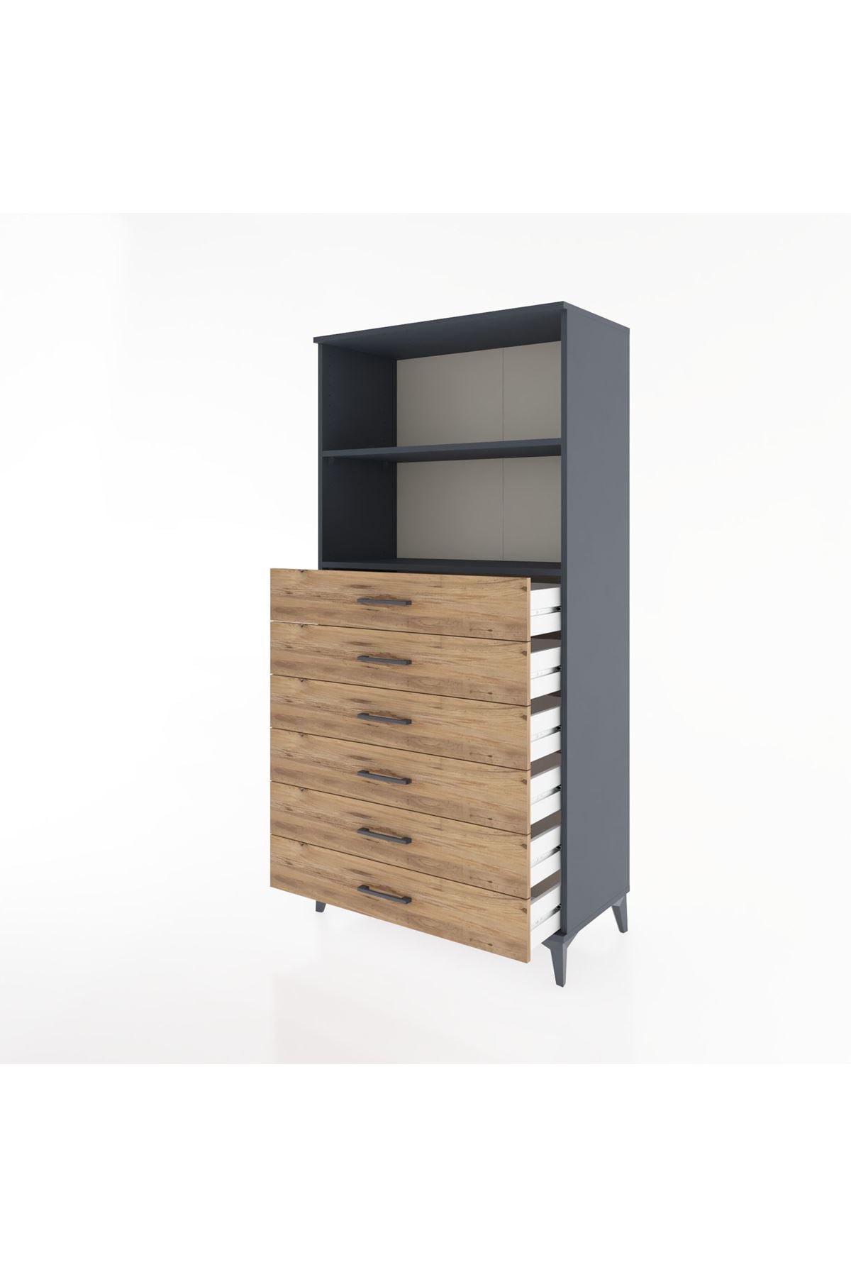 Hyperion Dolap 2 Raflı 6 Çekmeceli 88x44x182 - S57M034V6B