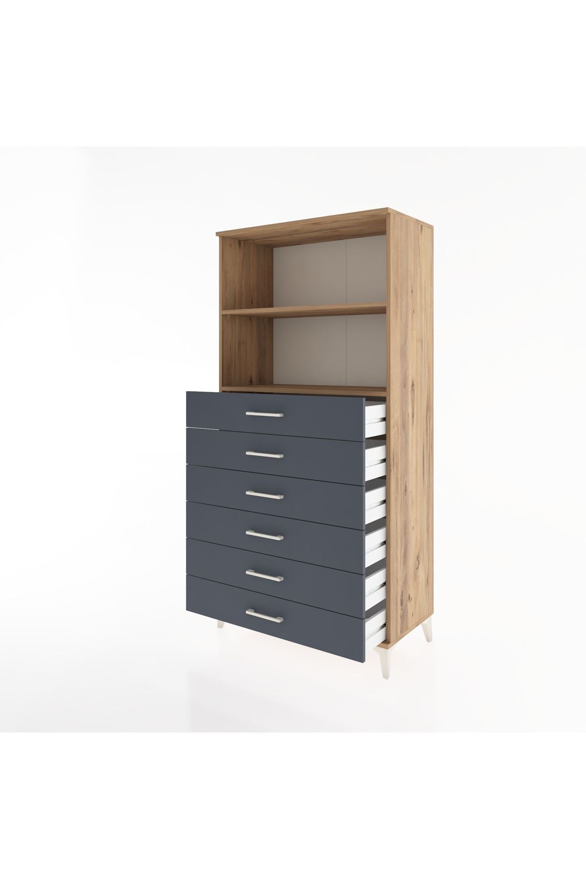Hyperion Dolap 2 Raflı 6 Çekmeceli 88x44x182 - S57M034V8B