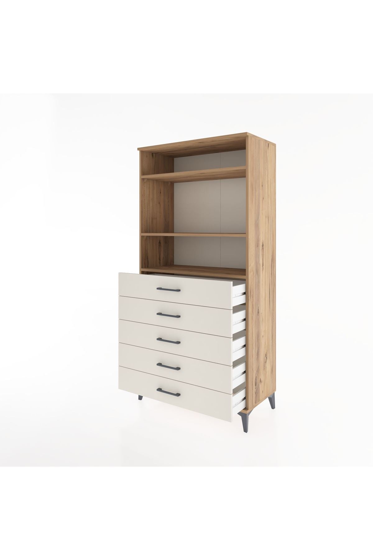 Hyperion Dolap 3 Raflı 5 Çekmeceli 88x44x182 - S57M035V7B