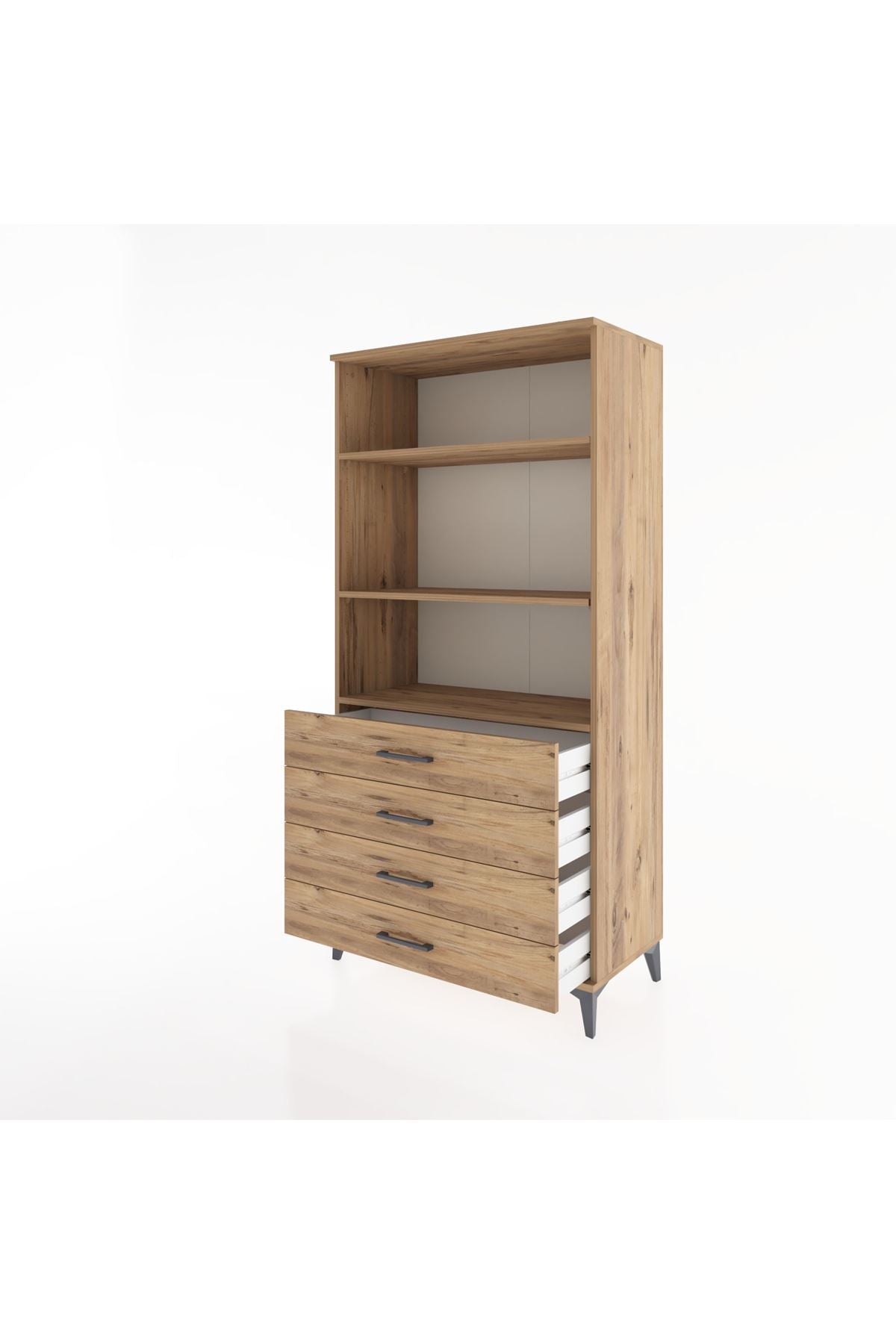Hyperion Dolap 3 Raflı 4 Çekmeceli 88x44x182 - S57M036V9B