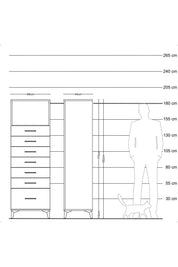 Hyperion Dolap Tek Raflı 7 Çekmeceli 88x44x182 - S57M038V3B