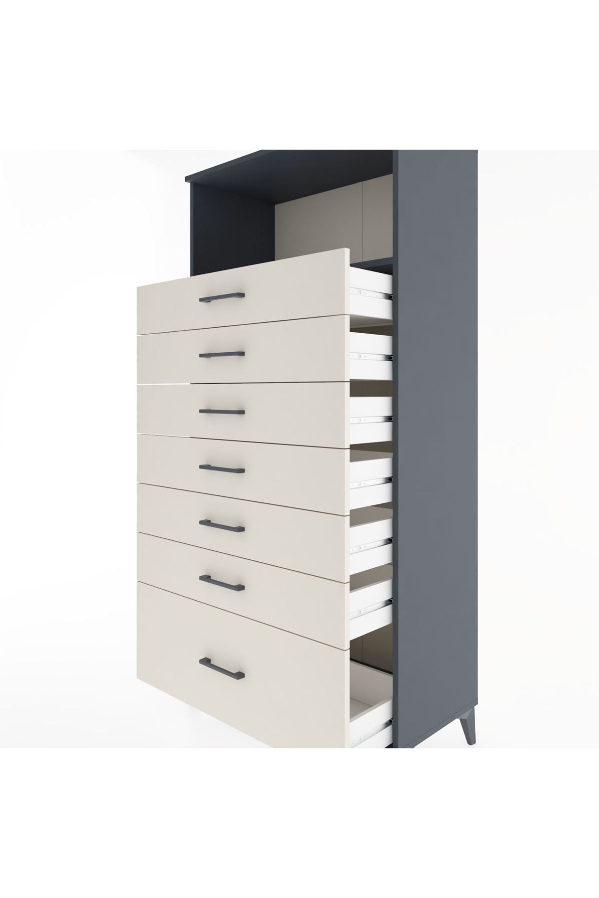 Hyperion Dolap Tek Raflı 7 Çekmeceli 88x44x182 - S57M038V4B