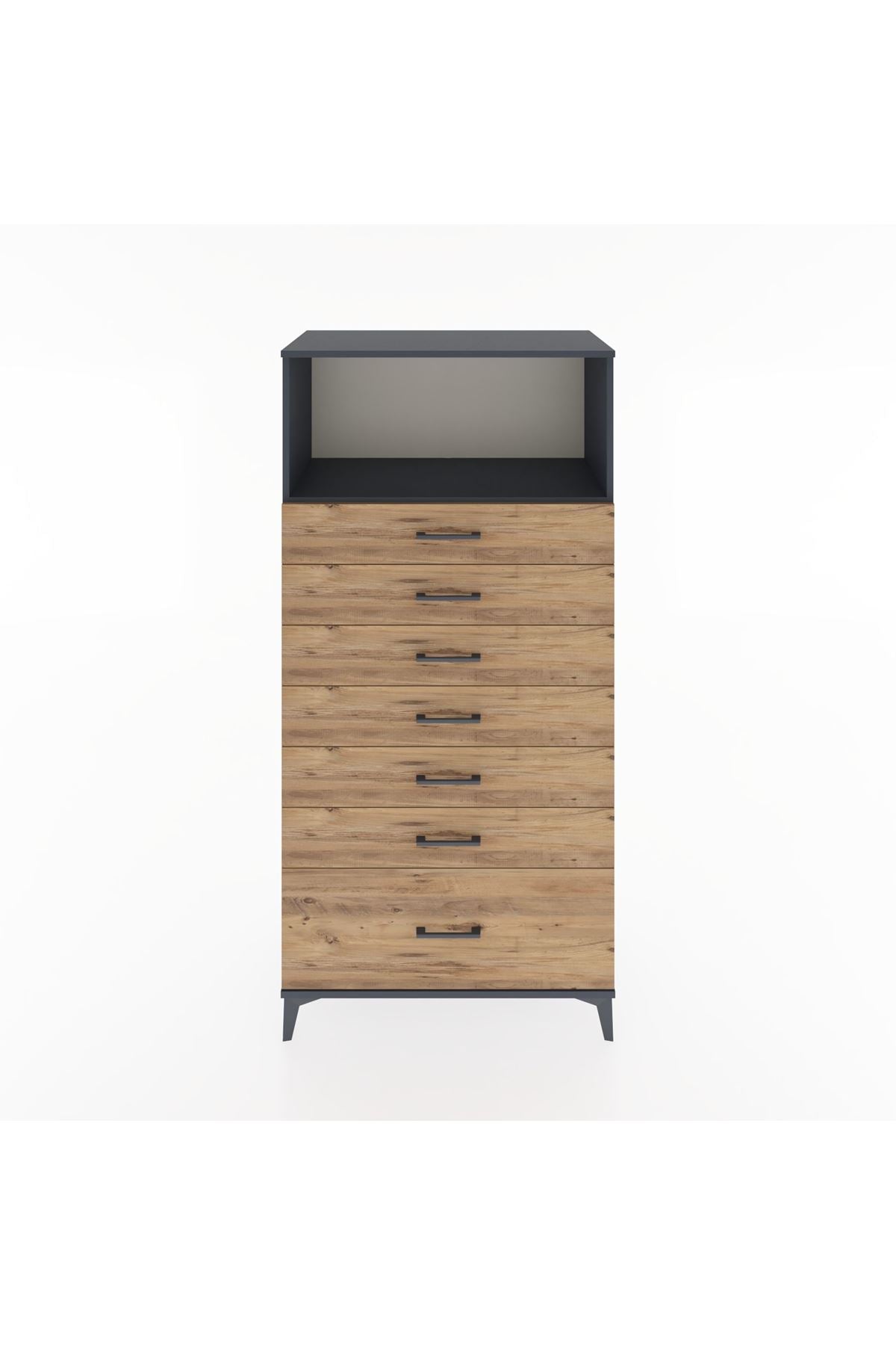 Hyperion Dolap Tek Raflı 7 Çekmeceli 88x44x182 - S57M038V6B