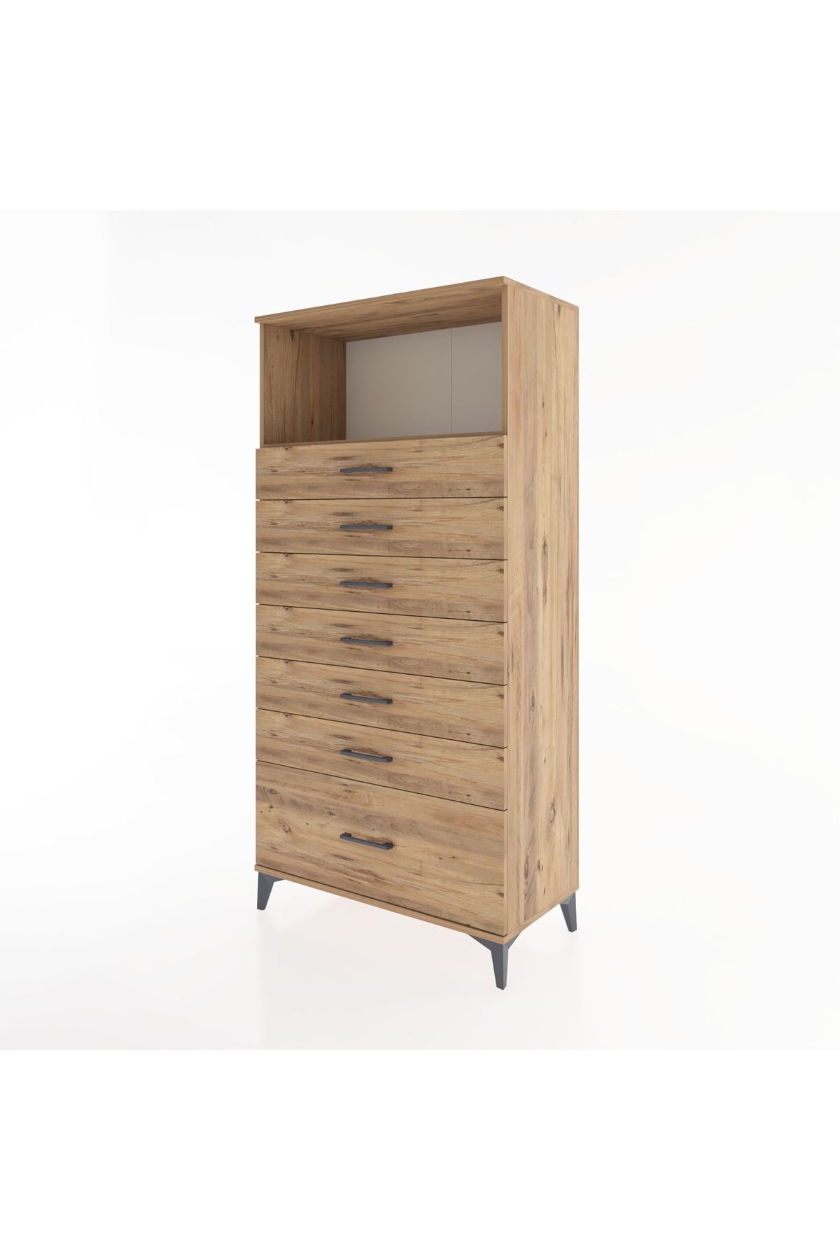 Hyperion Dolap Tek Raflı 7 Çekmeceli 88x44x182 - S57M038V9B