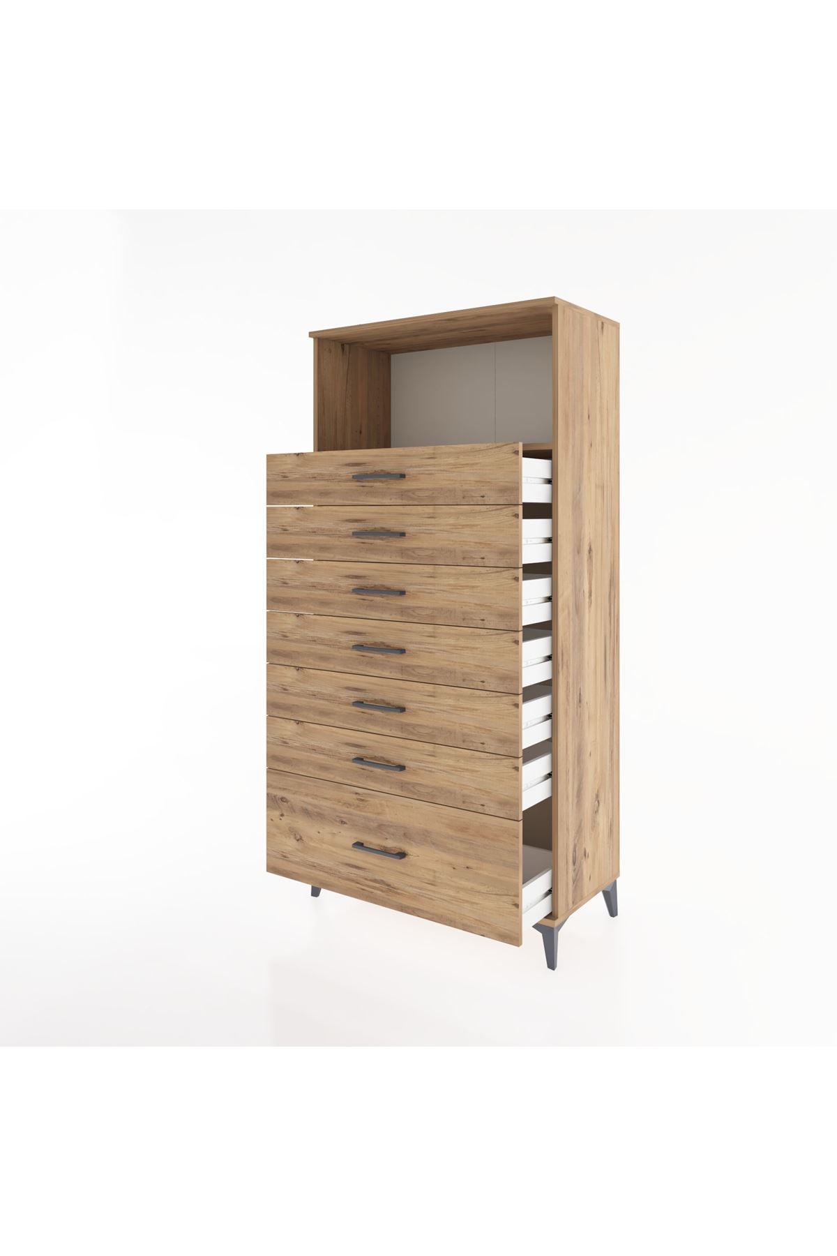 Hyperion Dolap Tek Raflı 7 Çekmeceli 88x44x182 - S57M038V9B