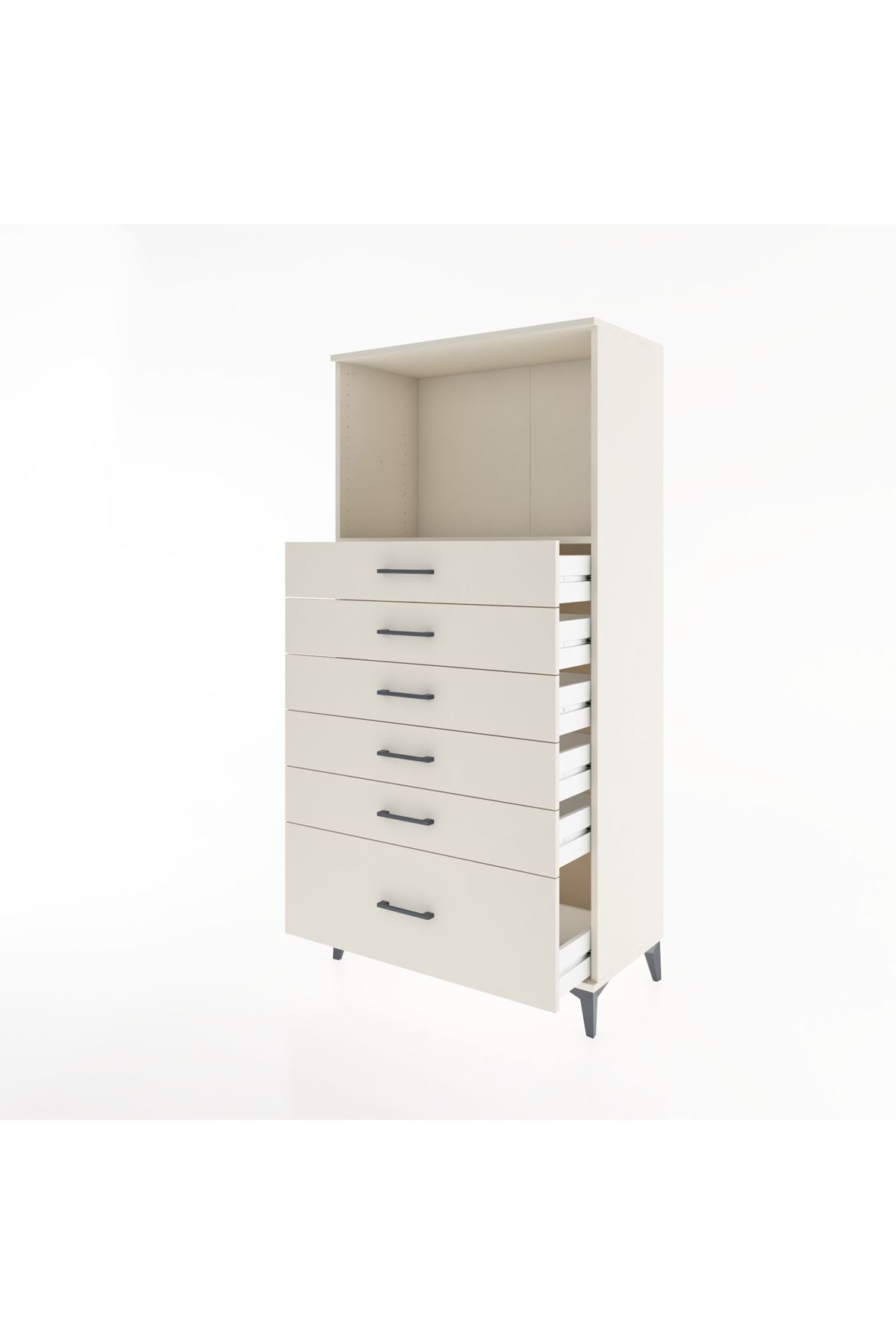 Hyperion Dolap Tek Raflı 6 Çekmeceli 88x44x182 - S57M039V1B