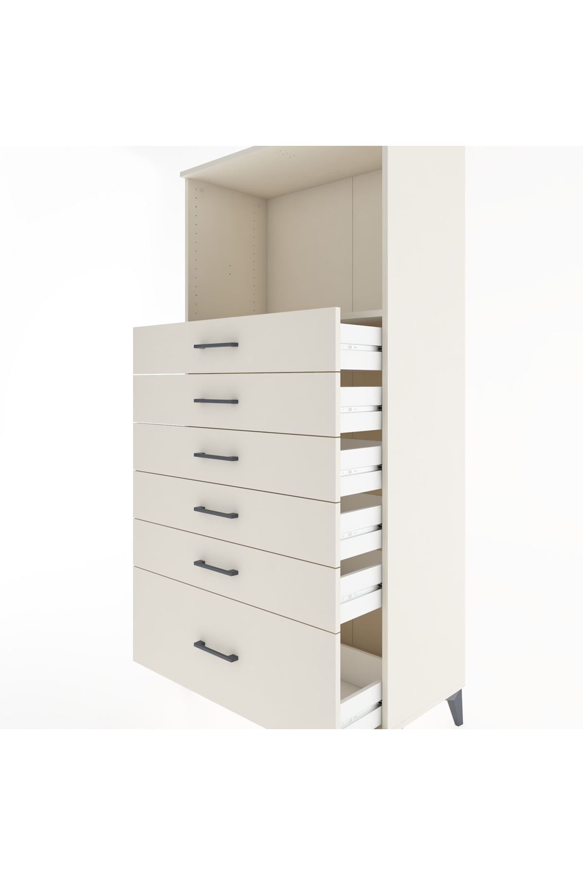 Hyperion Dolap Tek Raflı 6 Çekmeceli 88x44x182 - S57M039V1B