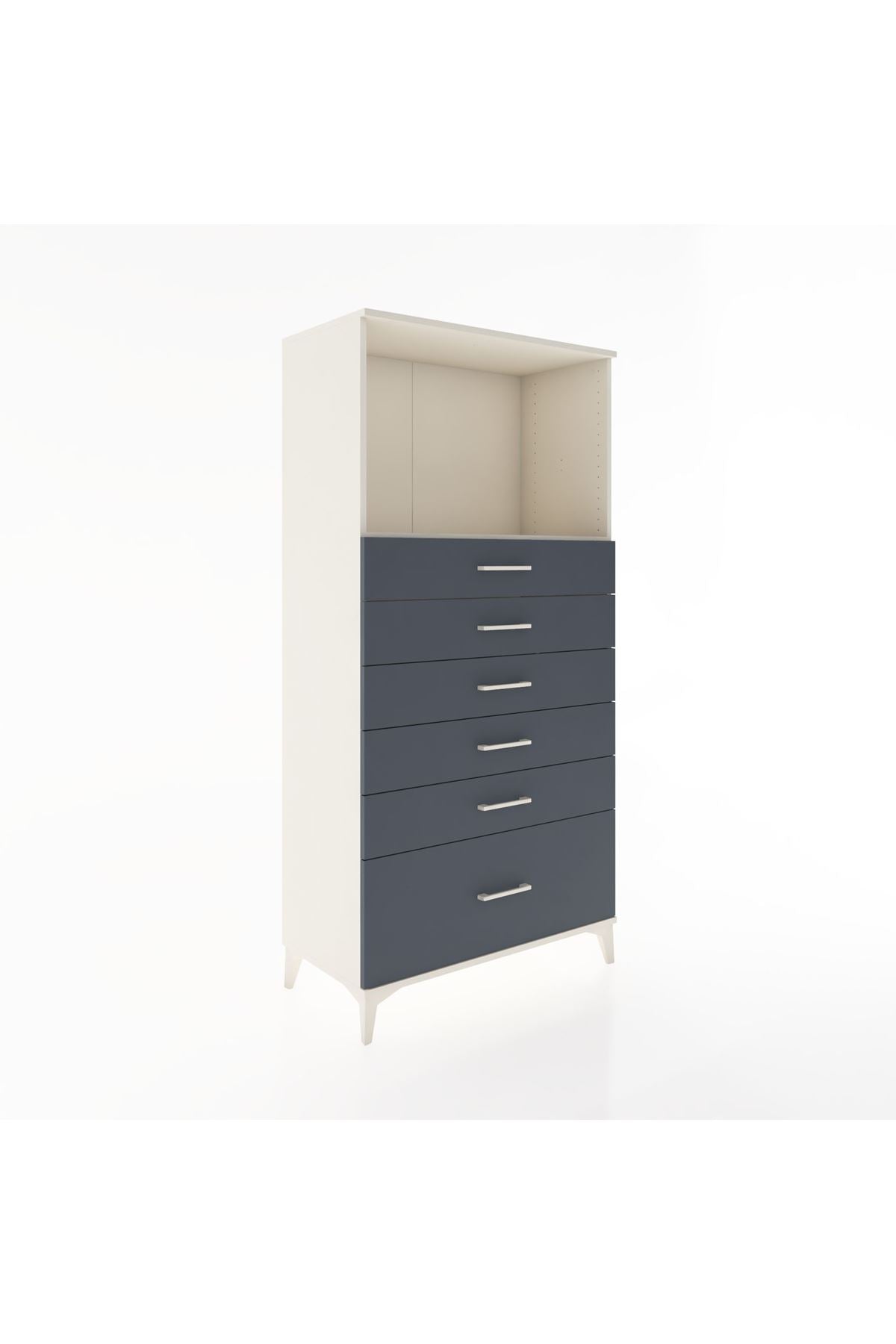 Hyperion Dolap Tek Raflı 6 Çekmeceli 88x44x182 - S57M039V2B