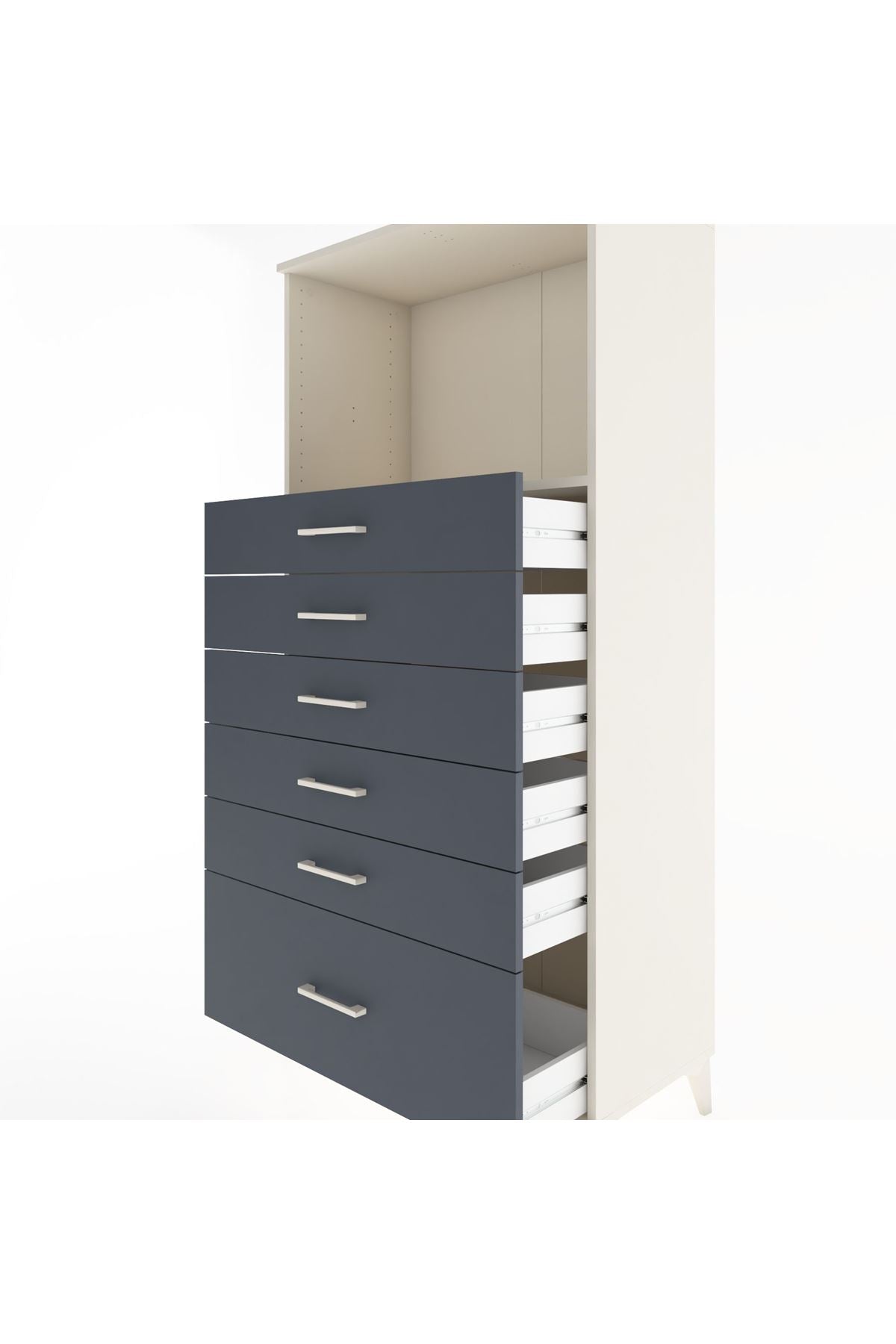 Hyperion Dolap Tek Raflı 6 Çekmeceli 88x44x182 - S57M039V2B