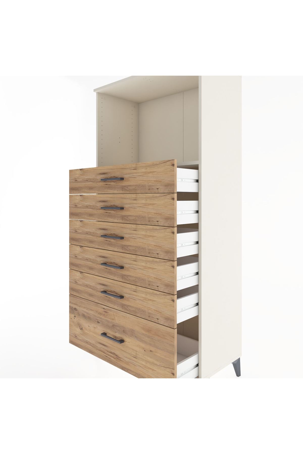 Hyperion Dolap Tek Raflı 6 Çekmeceli 88x44x182 - S57M039V3B