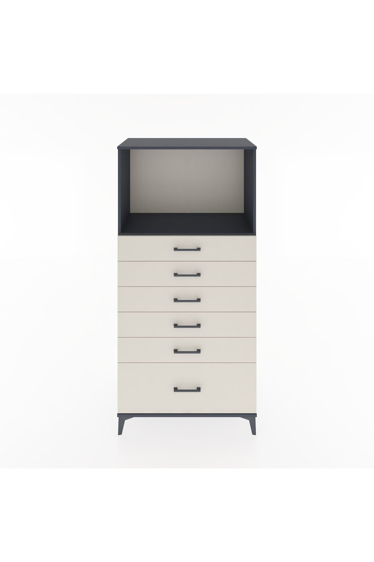 Hyperion Dolap Tek Raflı 6 Çekmeceli 88x44x182 - S57M039V4B