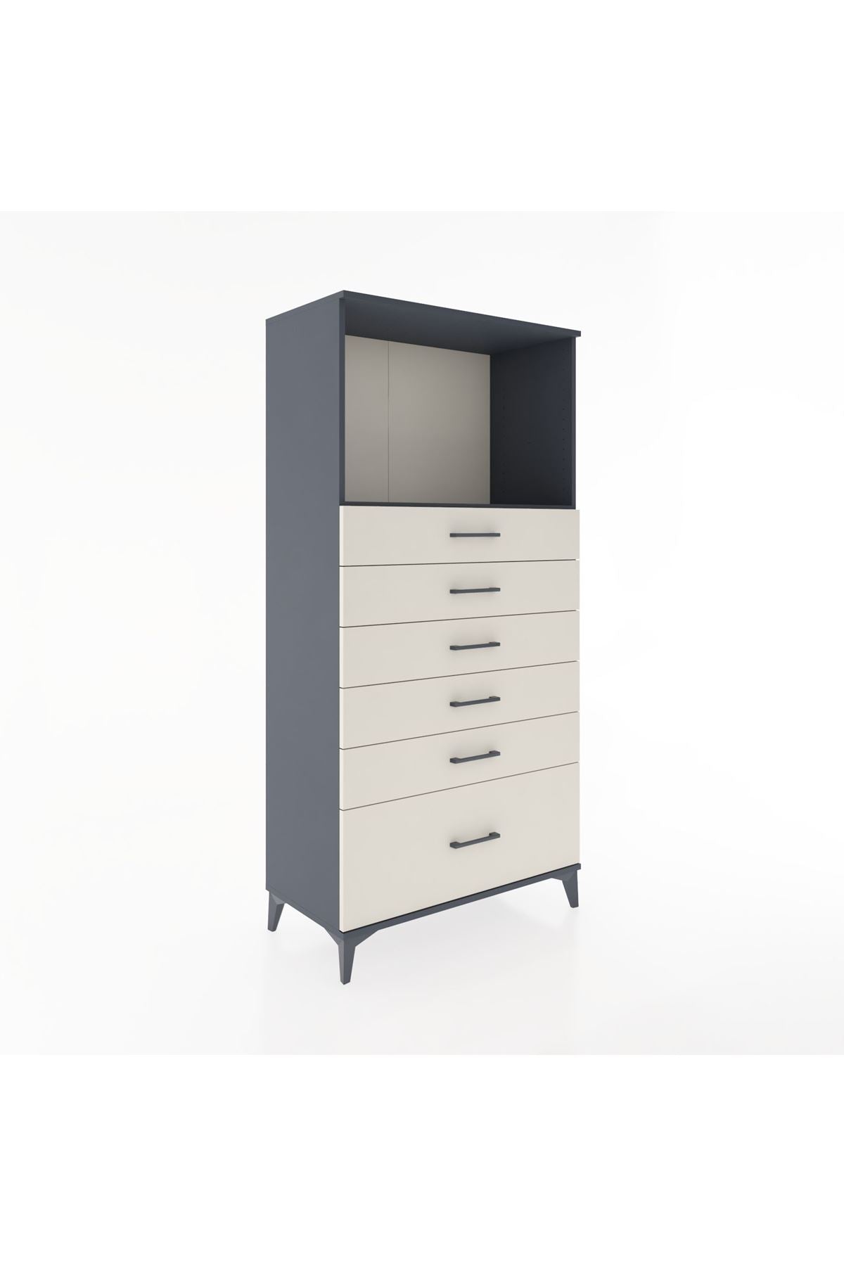 Hyperion Dolap Tek Raflı 6 Çekmeceli 88x44x182 - S57M039V4B
