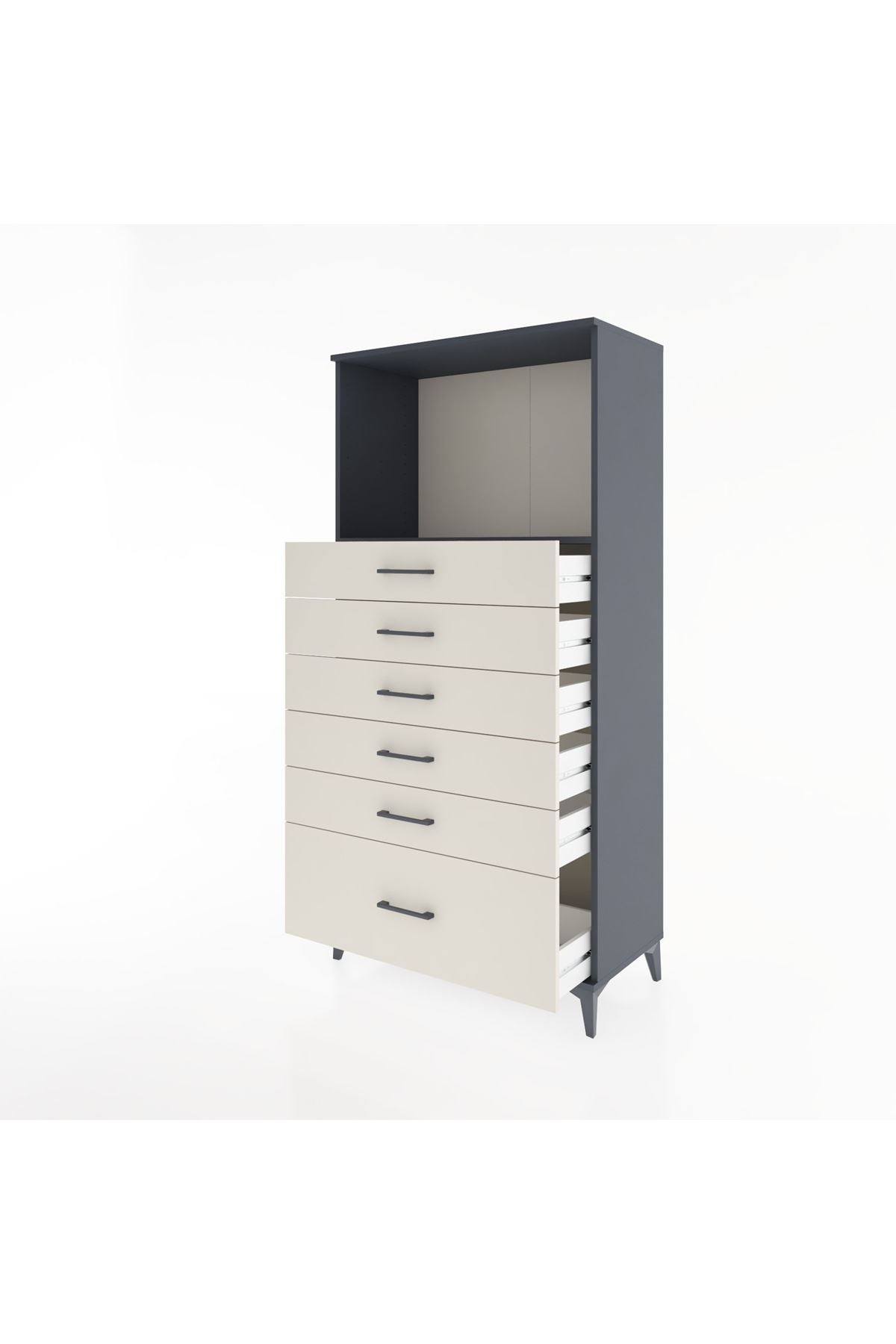 Hyperion Dolap Tek Raflı 6 Çekmeceli 88x44x182 - S57M039V4B