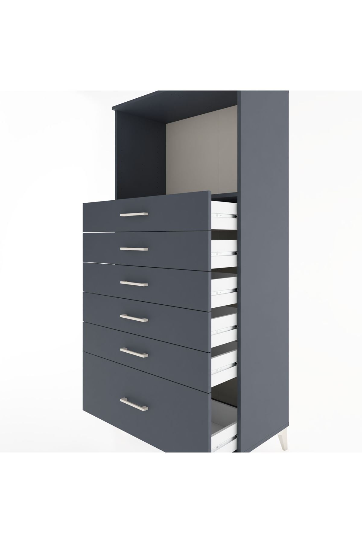 Hyperion Dolap Tek Raflı 6 Çekmeceli 88x44x182 - S57M039V5B