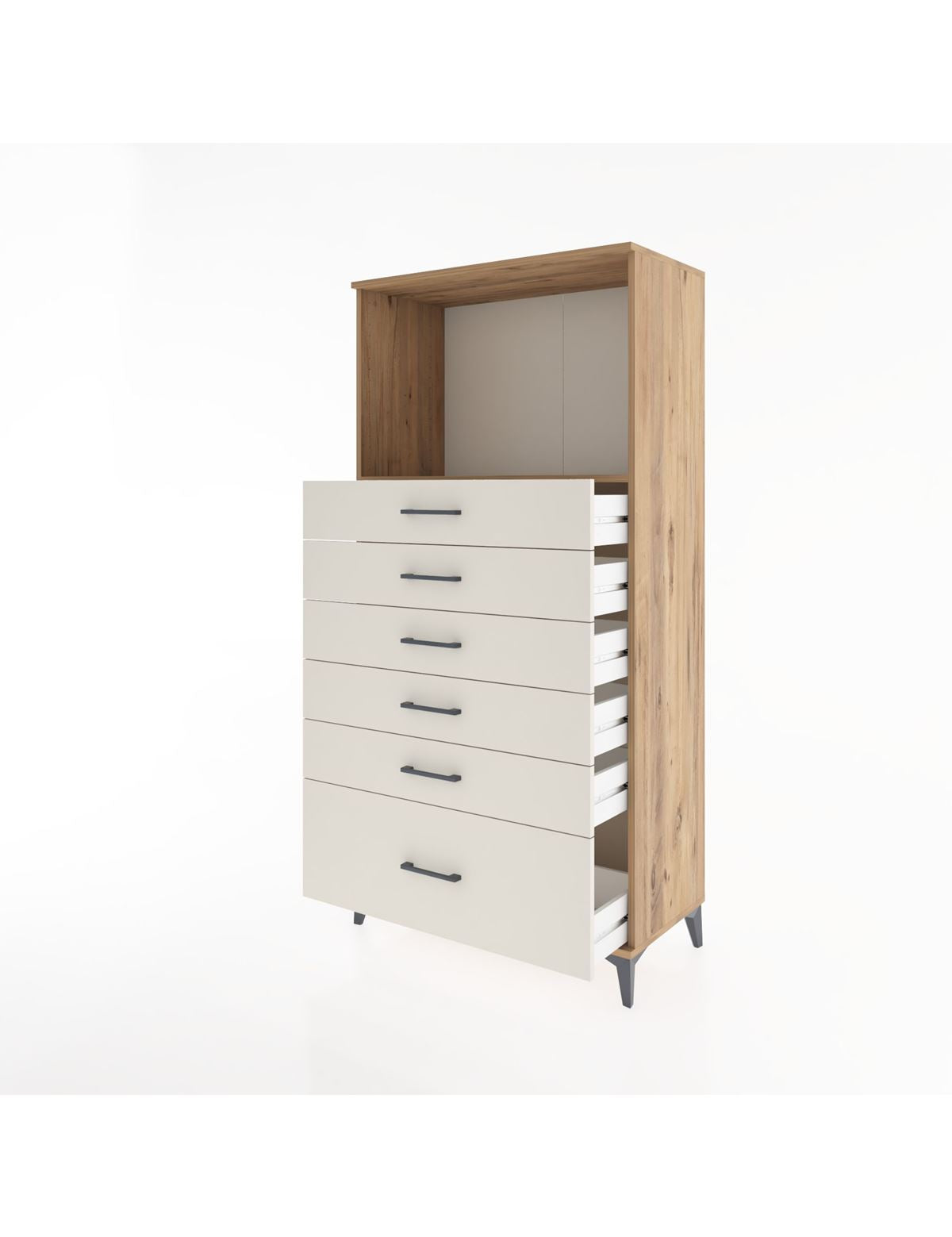 Hyperion Dolap Tek Raflı 6 Çekmeceli 88x44x182 - S57M039V7B