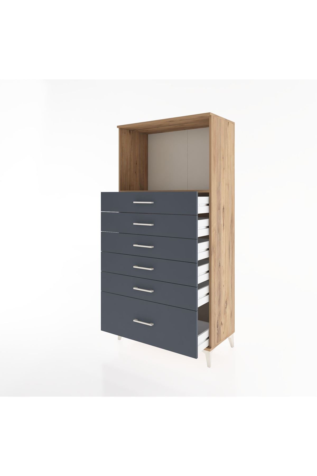 Hyperion Dolap Tek Raflı 6 Çekmeceli 88x44x182 - S57M039V8B