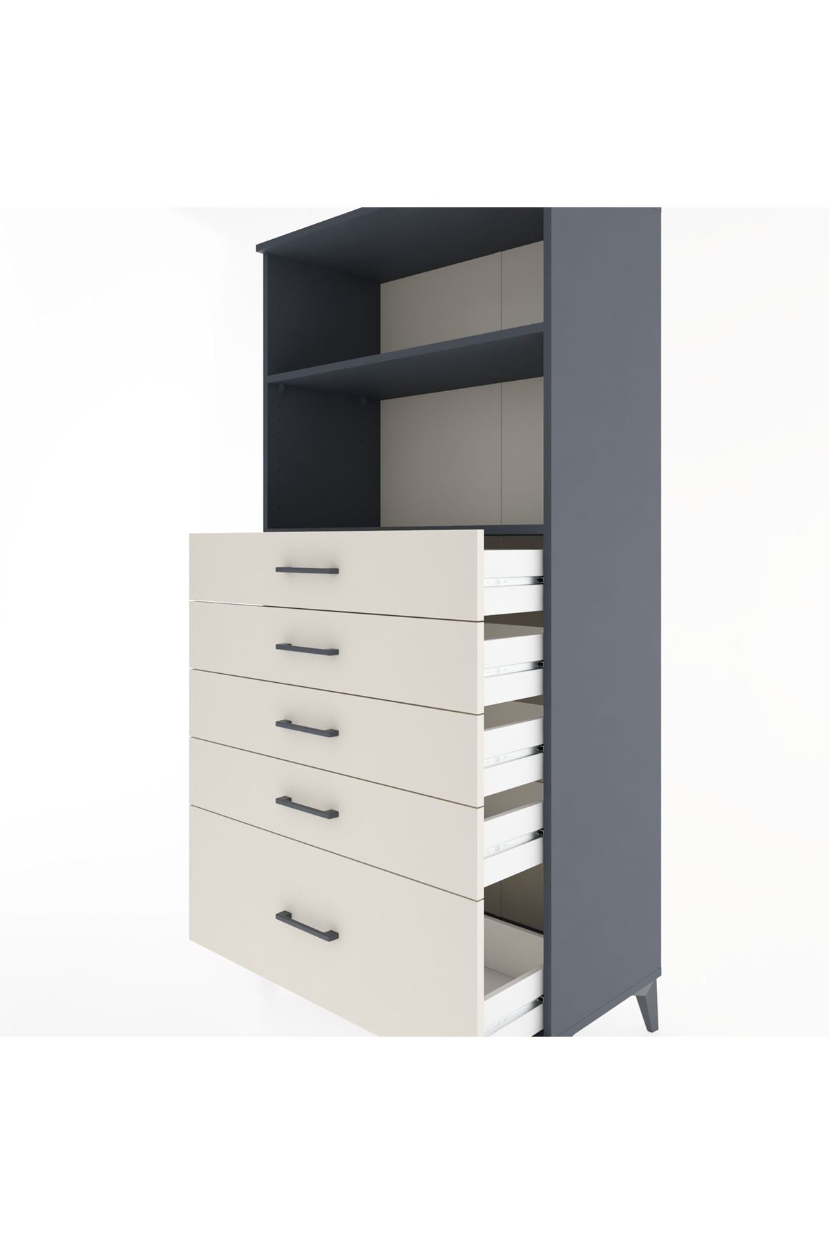 Hyperion Dolap 2 Raflı 5 Çekmeceli 88x44x182 - S57M040V4B