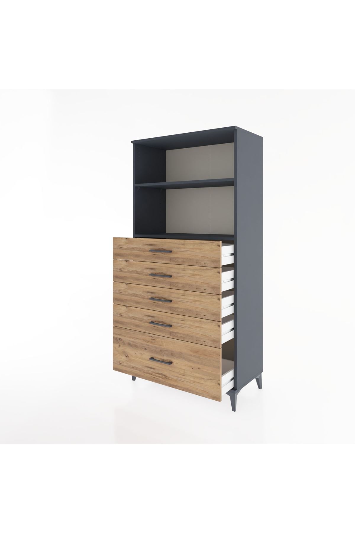 Hyperion Dolap 2 Raflı 5 Çekmeceli 88x44x182 - S57M040V6B