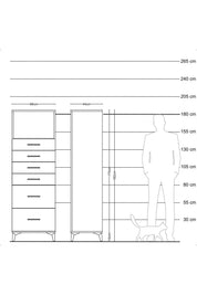 Hyperion Dolap Tek Raflı 6 Çekmeceli 88x44x182 - S57M045V1B