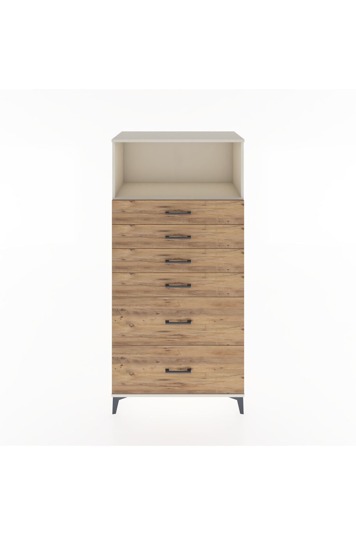 Hyperion Dolap Tek Raflı 6 Çekmeceli 88x44x182 - S57M045V3B