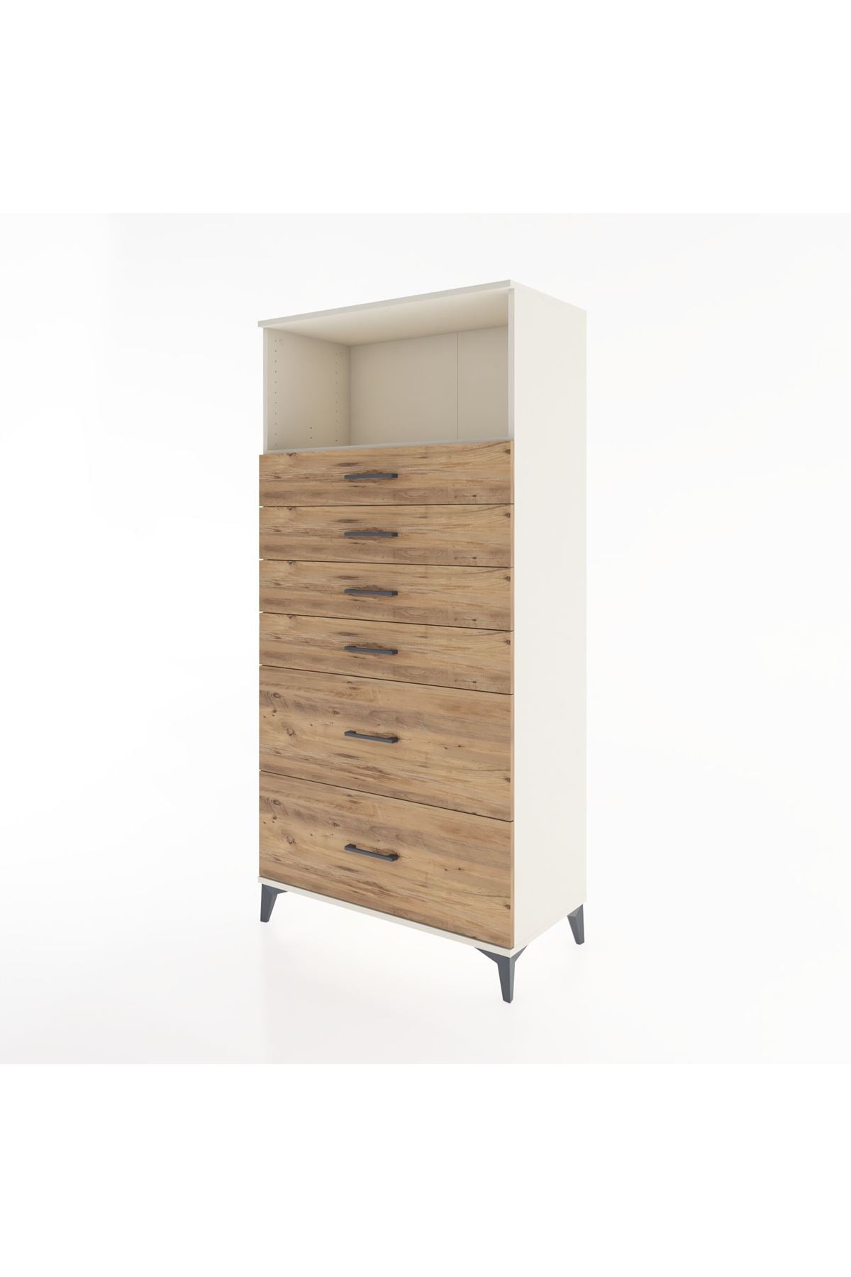 Hyperion Dolap Tek Raflı 6 Çekmeceli 88x44x182 - S57M045V3B