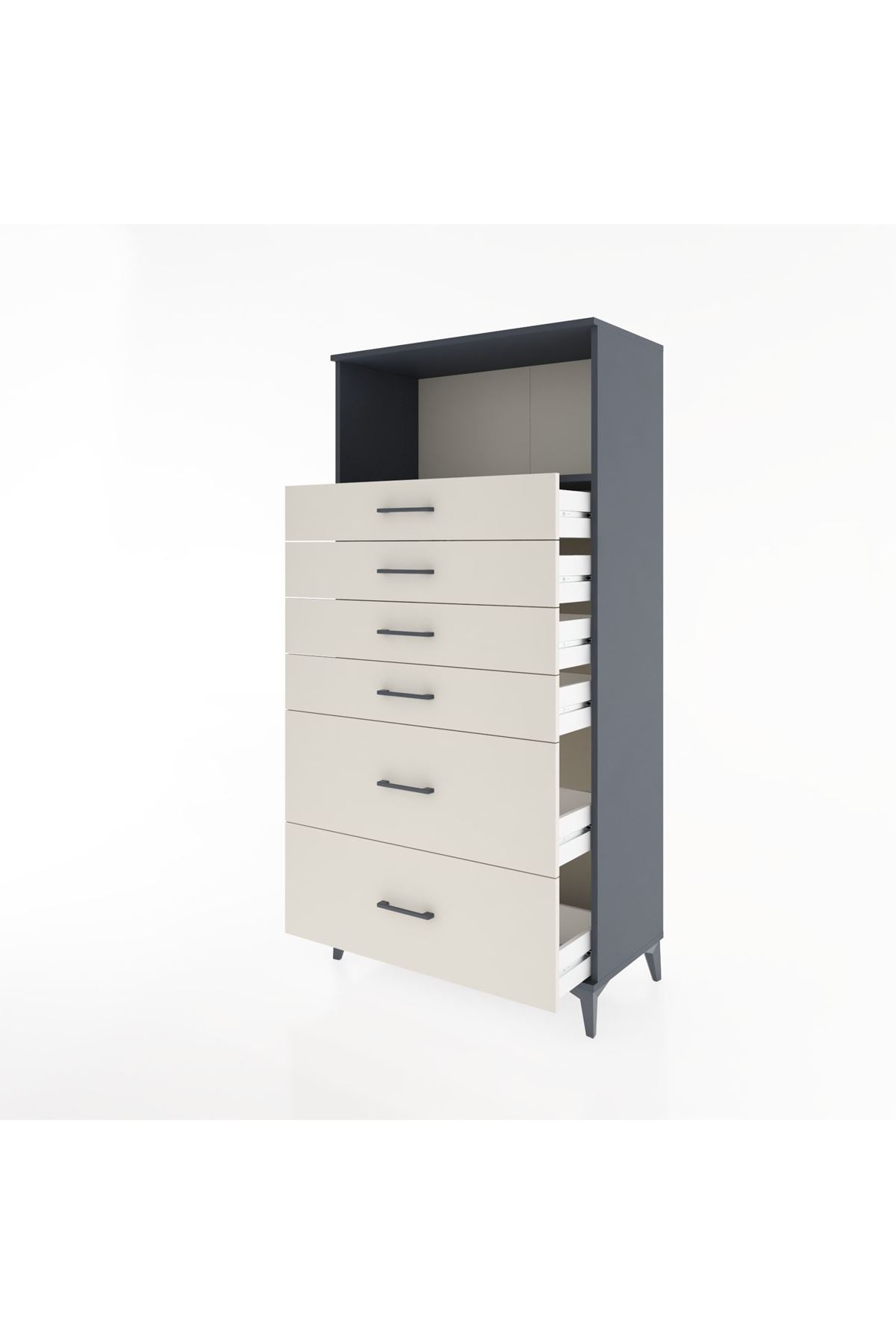 Hyperion Dolap Tek Raflı 6 Çekmeceli 88x44x182 - S57M045V4B