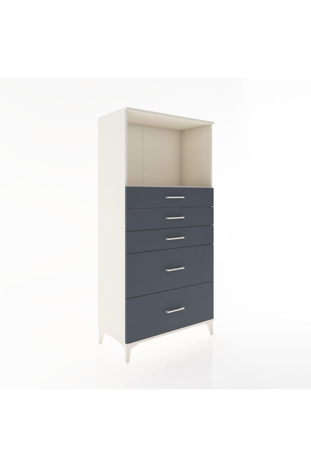 Hyperion Dolap Tek Raflı 5 Çekmeceli 88x44x182 - S57M046V2B