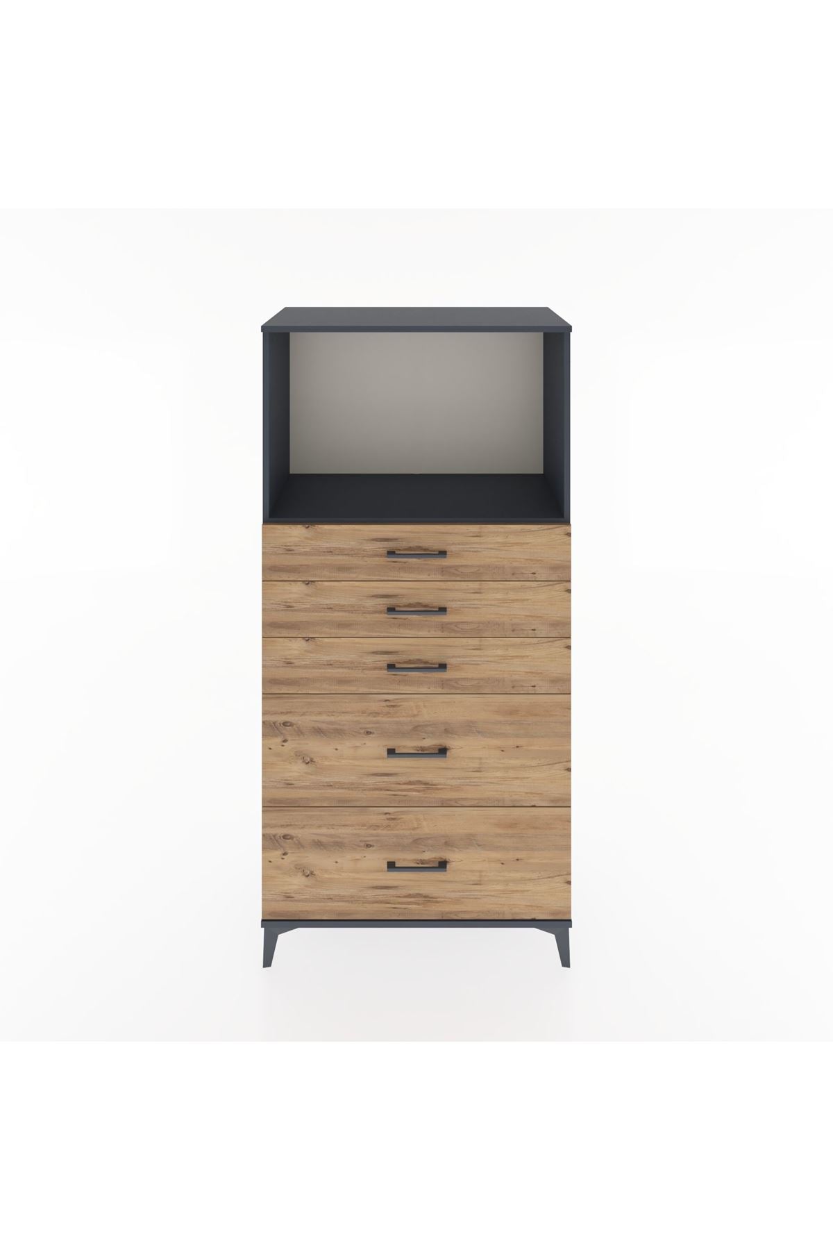 Hyperion Dolap Tek Raflı 5 Çekmeceli 88x44x182 - S57M046V6B