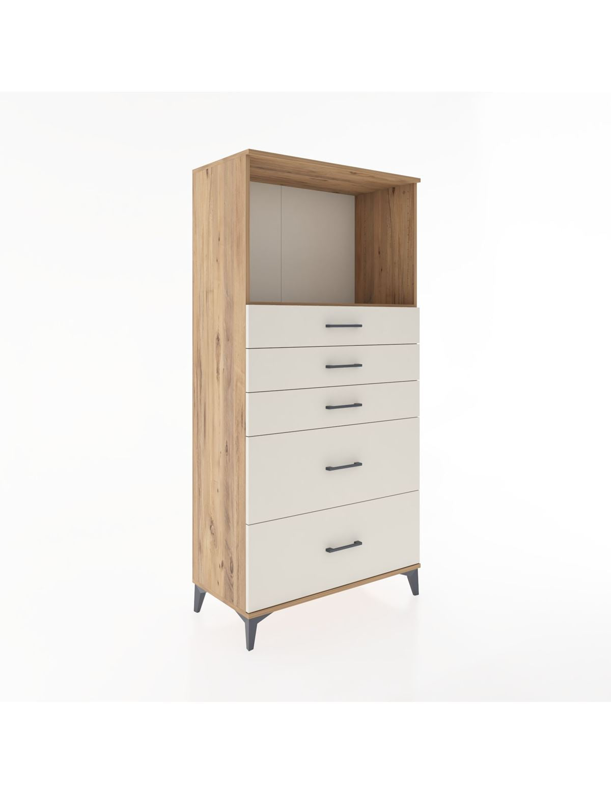 Hyperion Dolap Tek Raflı 5 Çekmeceli 88x44x182 - S57M046V7B