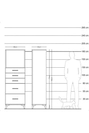Hyperion Dolap Tek Raflı 5 Çekmeceli 88x44x182 - S57M046V7B
