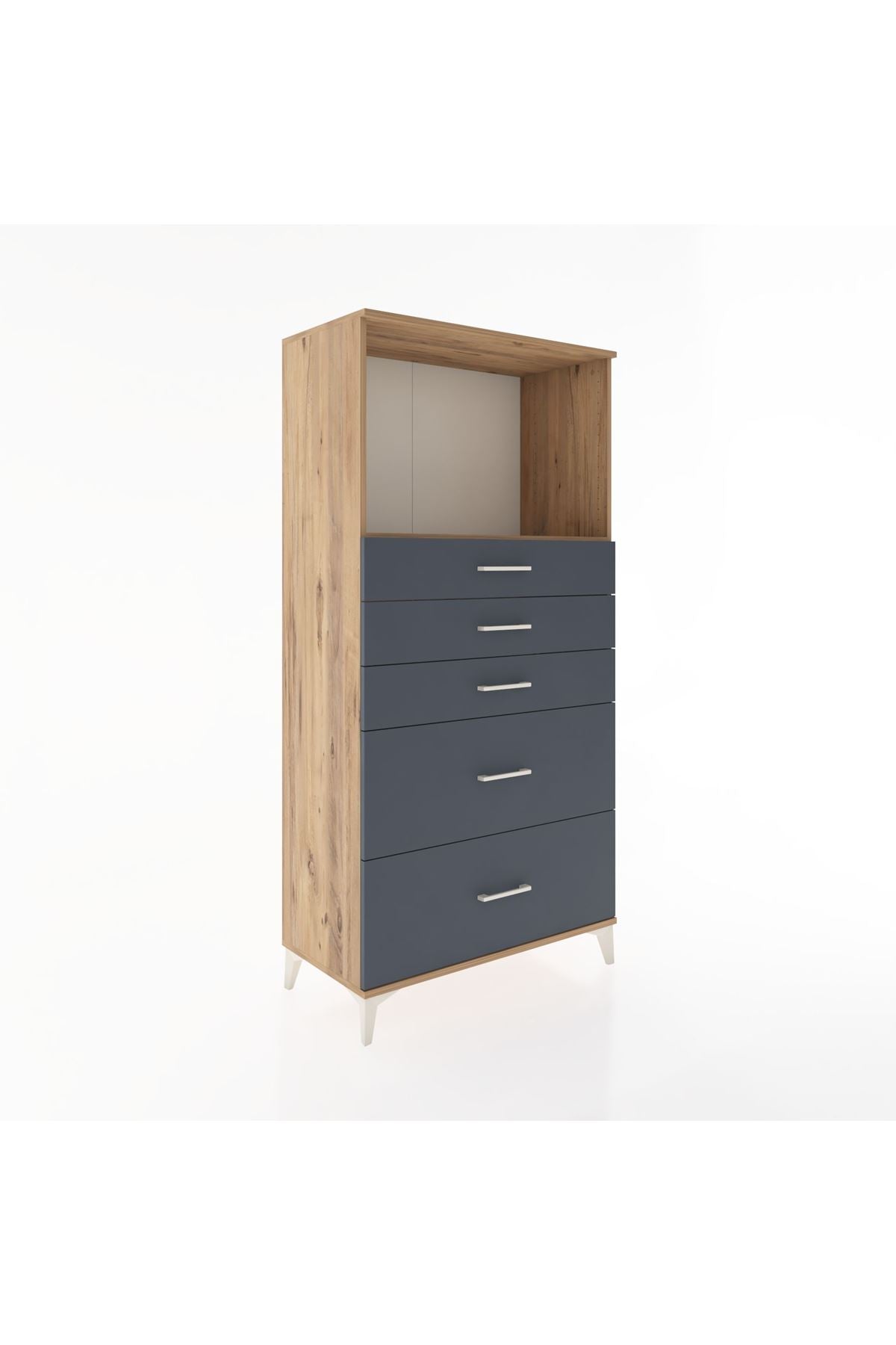 Hyperion Dolap Tek Raflı 5 Çekmeceli 88x44x182 - S57M046V8B