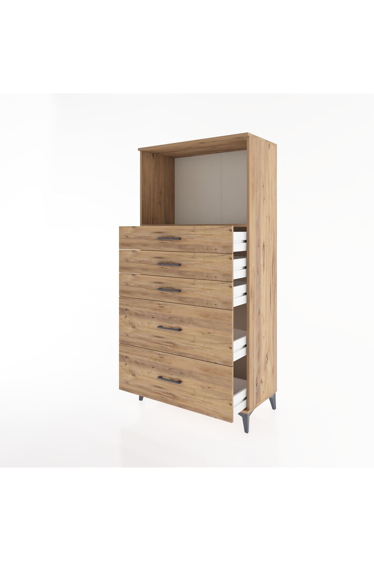Hyperion Dolap Tek Raflı 5 Çekmeceli 88x44x182 - S57M046V9B