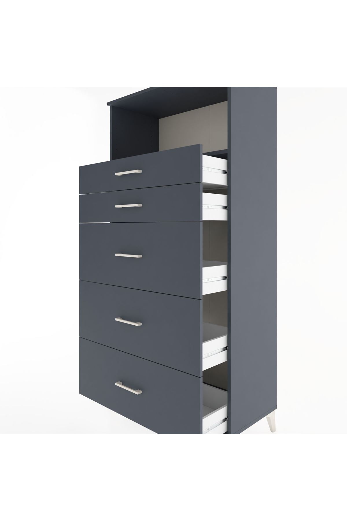 Hyperion Dolap Tek Raflı 5 Çekmeceli 88x44x182 - S57M050V5B